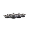 Arshia Premium Die-Casted Aluminium 8pcs Cookware Set Silicon Glass Lid Silver