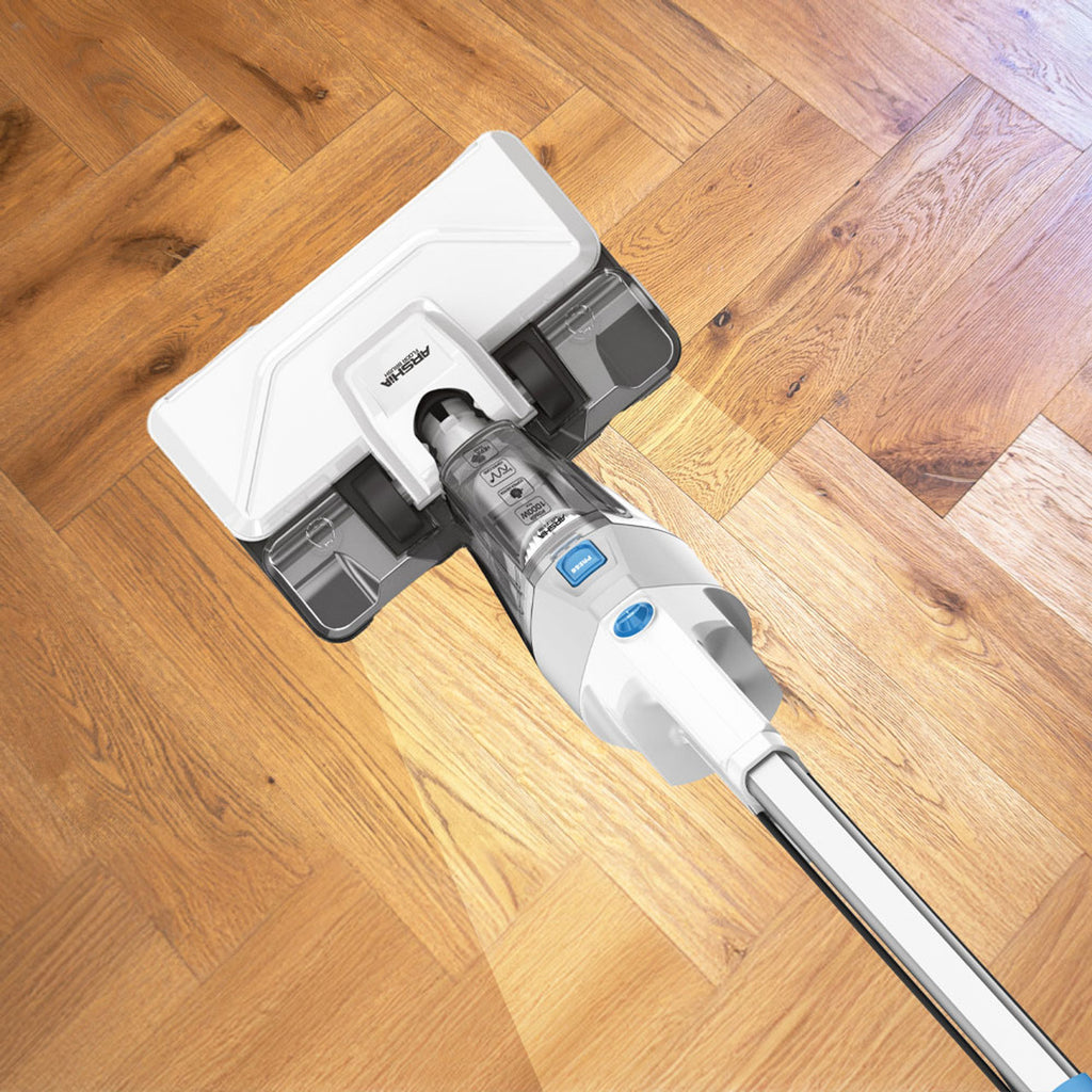 Arshia 4-in-1 Vacuum Cleaner with Mop – 1000W Copper Motor, HEPA Filter, Wet & Dry Cleaning, Lightweight Design, 5M Cord (White & Blue)