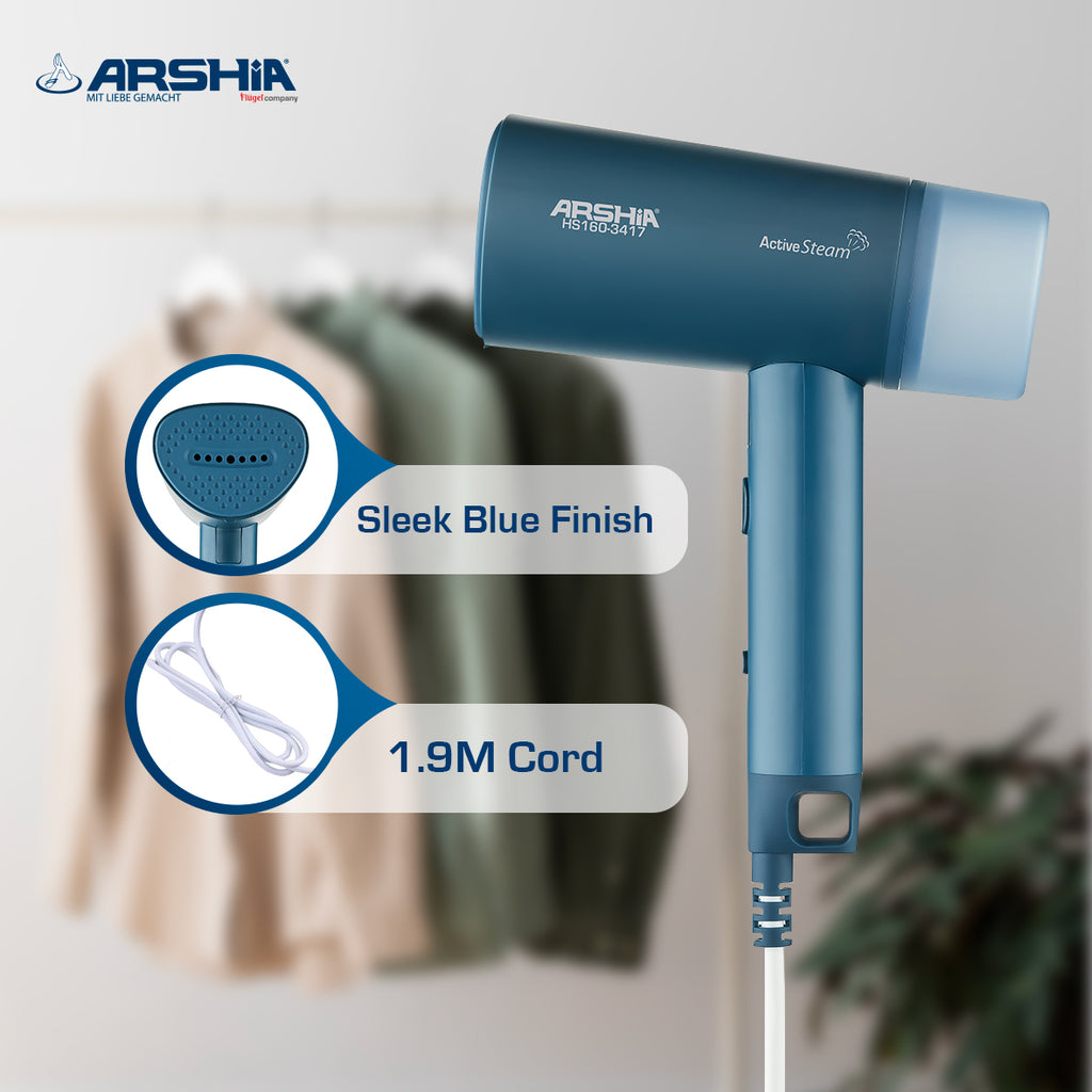 Arshia Foldable Handheld Garment Steamer 1330W – Compact Travel-Friendly Steamer with 100ml Tank & Quick 35s Heat-Up