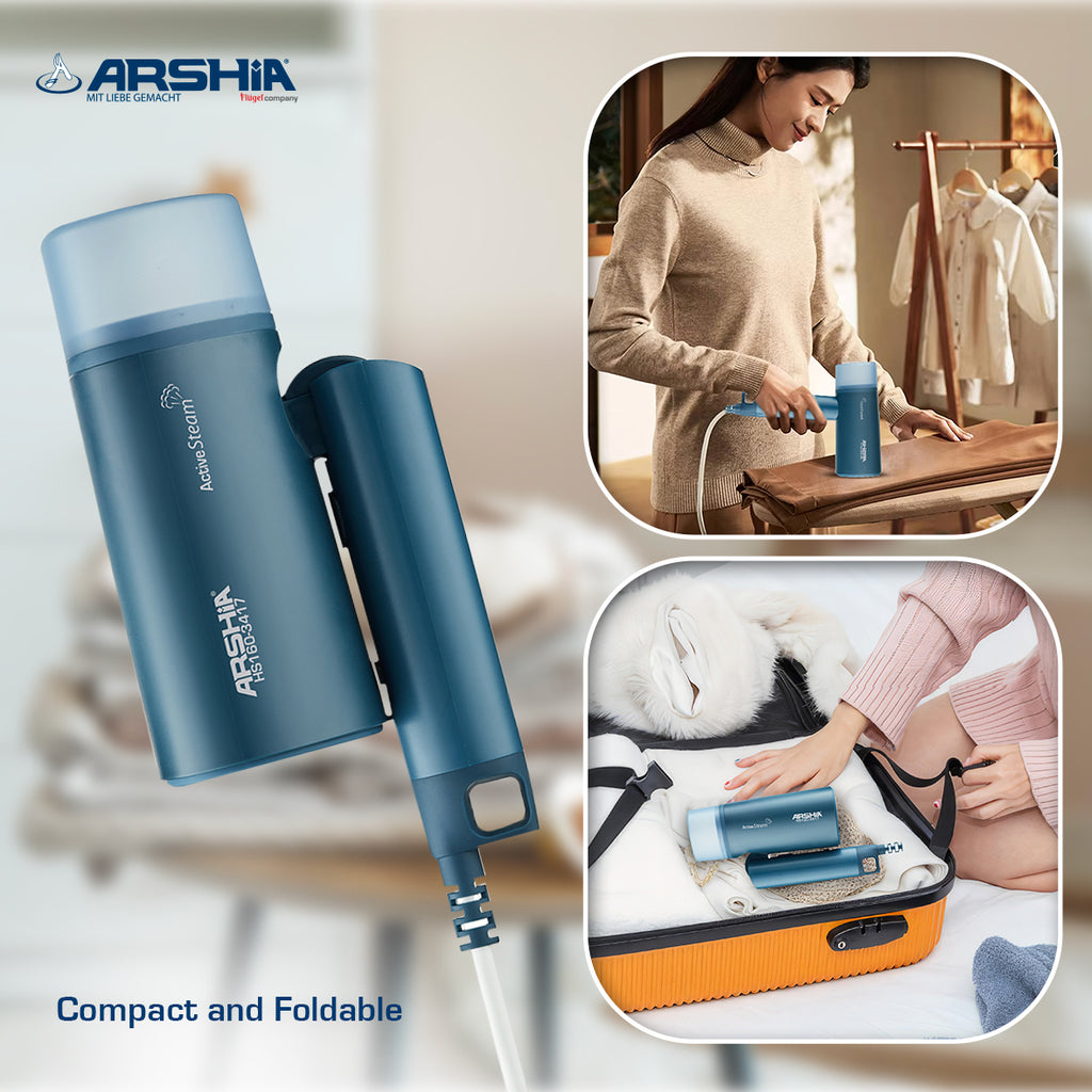 Arshia Foldable Handheld Garment Steamer 1330W – Compact Travel-Friendly Steamer with 100ml Tank & Quick 35s Heat-Up