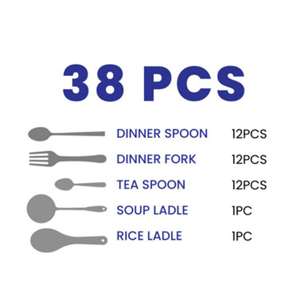 Arshia Stainless Steel Cutlery Sets 38pcs Gold
