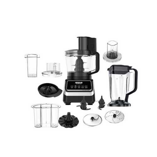 Arshia 10-in-1 Food Processor 1000W – 2.5L Large Capacity, Multi-Function Kitchen Machine, Powerful Motor & Versatile Attachments
