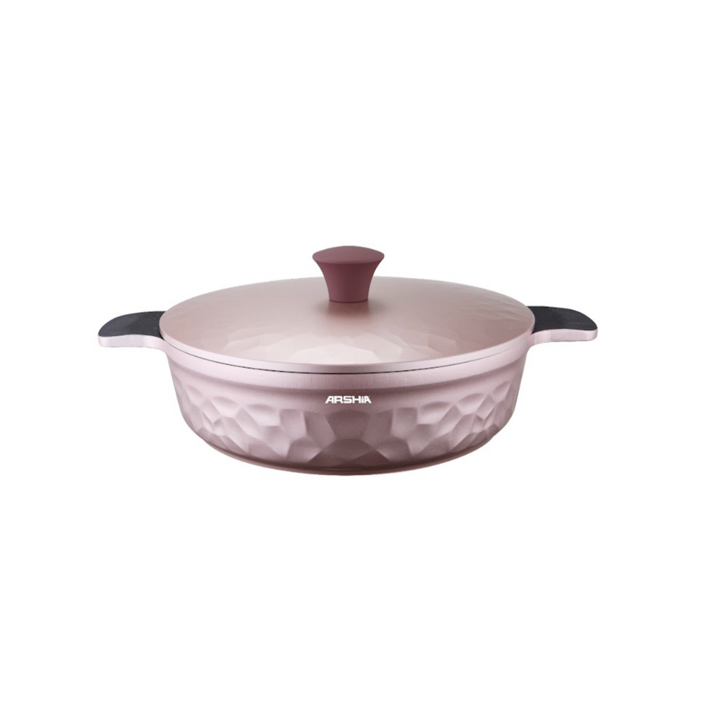 Arshia 16-Piece Pink Diamond Cookware Set – Premium Die-Cast Aluminium with Teflon Select Non-Stick | Stylish, Durable & Heat-Efficient