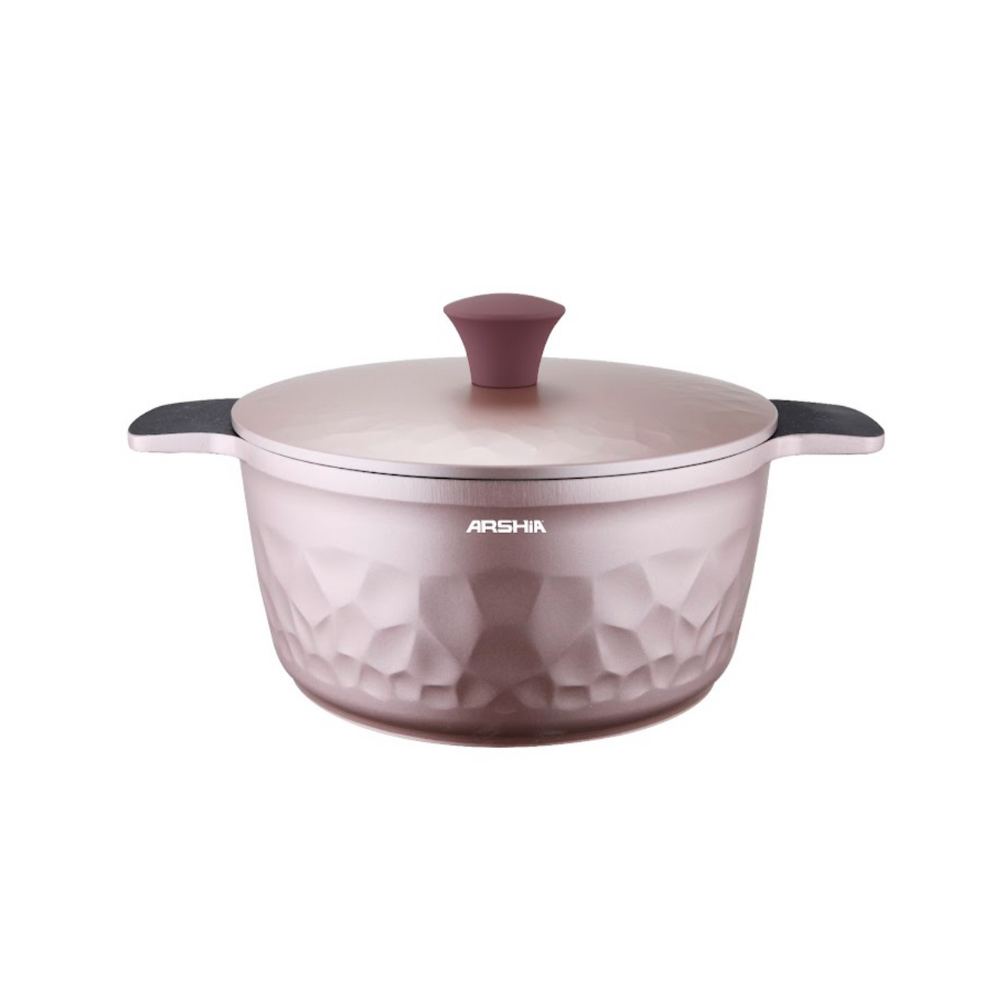 Arshia 16-Piece Pink Diamond Cookware Set – Premium Die-Cast Aluminium with Teflon Select Non-Stick | Stylish, Durable & Heat-Efficient