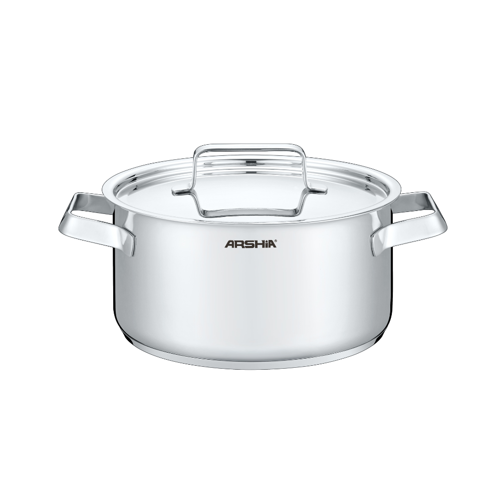 Arshia 8-Piece Stainless Steel Cookware Set – 3-Layer Base, Heat-Resistant Handles, Induction Compatible