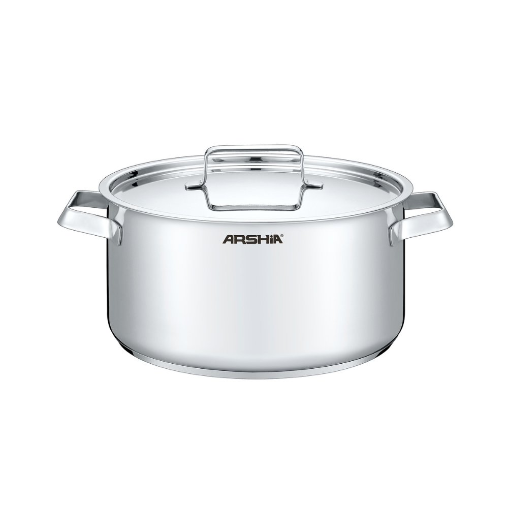 Arshia 8-Piece Stainless Steel Cookware Set – 3-Layer Base, Heat-Resistant Handles, Induction Compatible