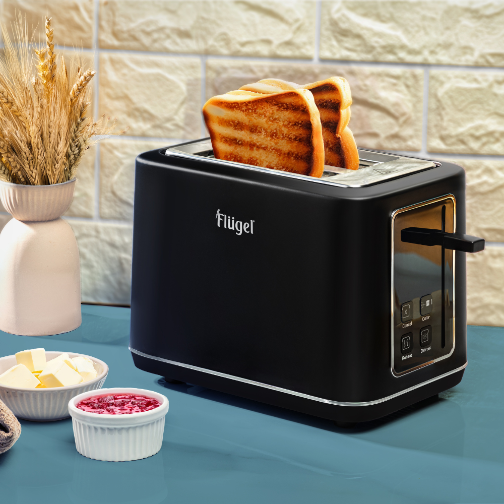 Flügel Two-Slice Toaster – Adjustable Browning, 800W, Sleek Design, Easy Cleaning