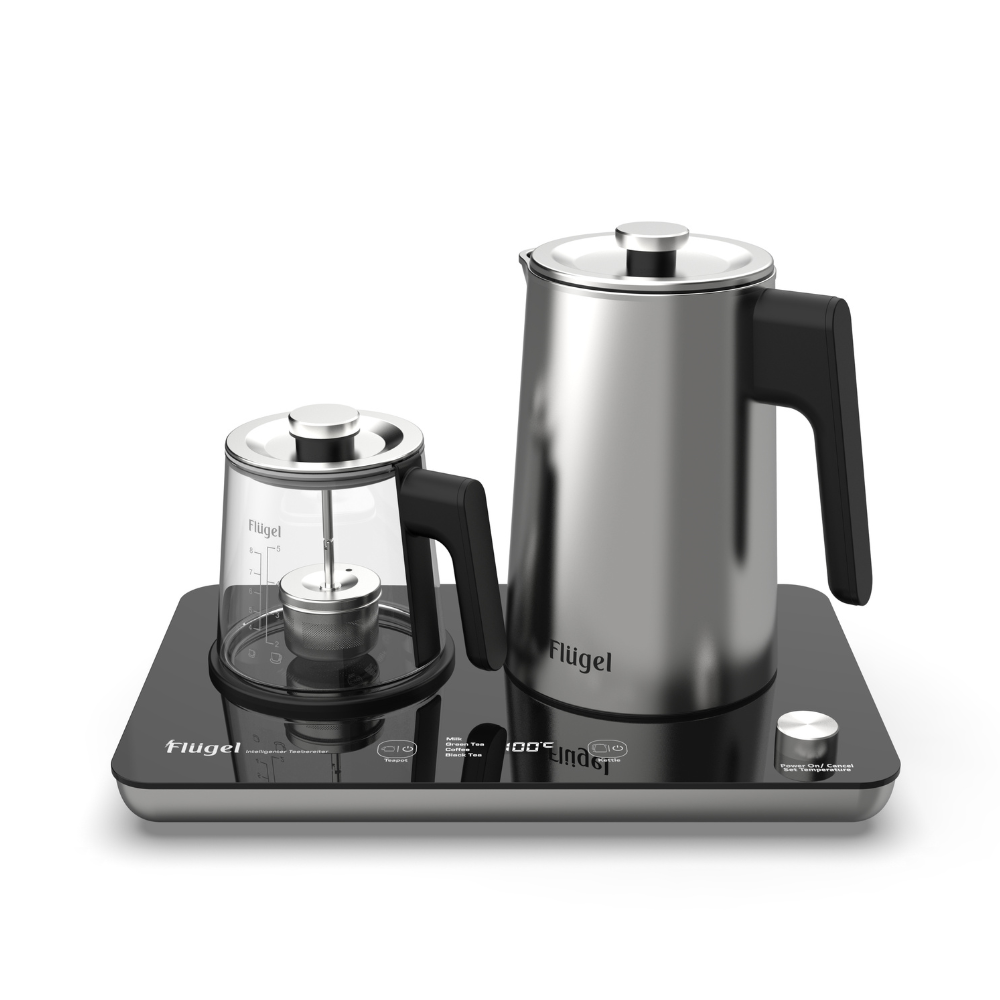 Flügel Smart Tea Maker & Kettle 2-in-1 – 2200W, 1.7L Kettle + 1.0L Teapot, 45–100°C Control, Presets for Tea Brewing