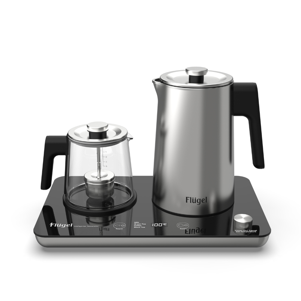Flügel Smart Tea Maker & Kettle 2-in-1 – 2200W, 1.7L Kettle + 1.0L Teapot, 45–100°C Control, Presets for Tea Brewing