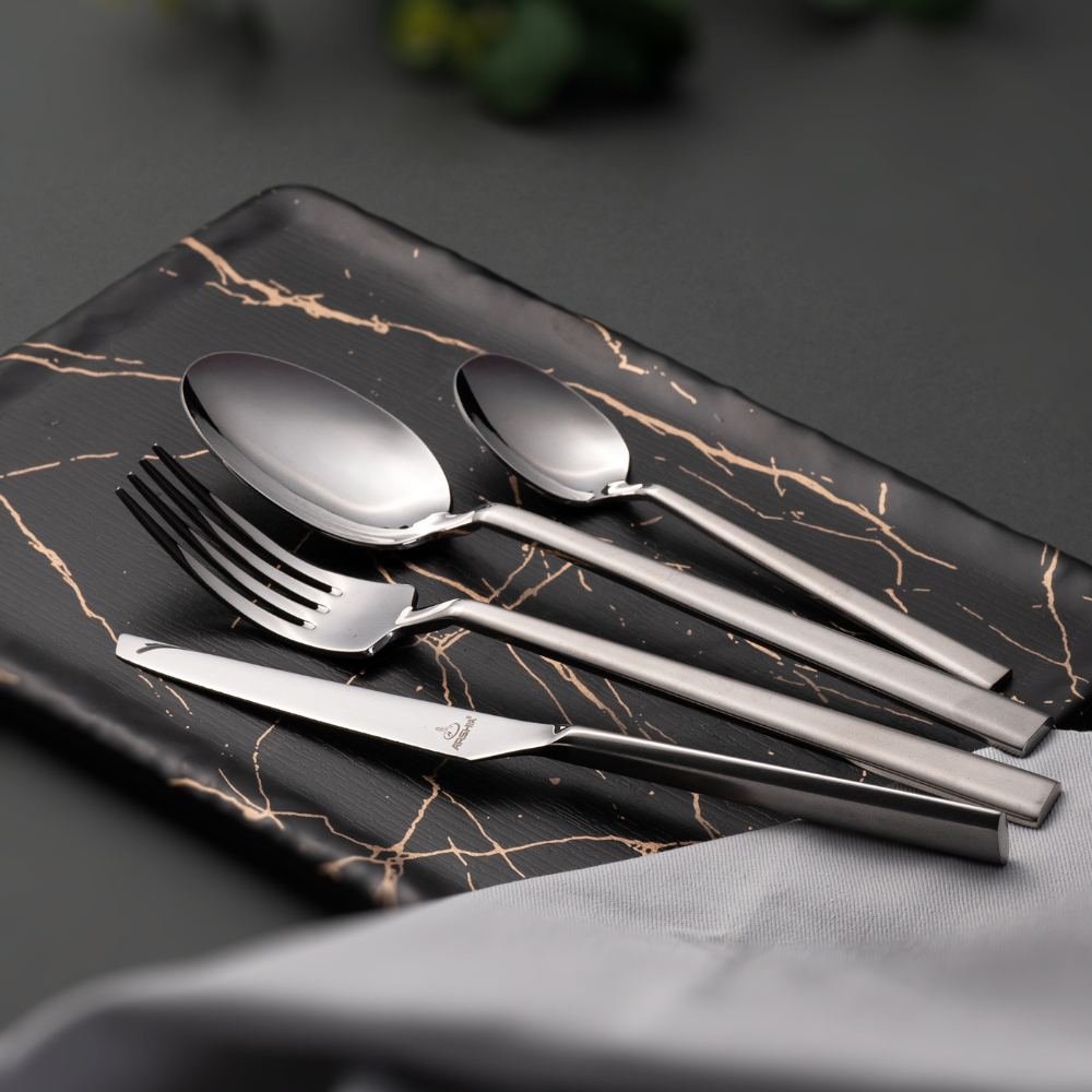 Arshia TM339S Shiny Silver 95-Piece Cutlery Set – Premium 18/10 Stainless Steel with Ergonomic Handles & Shiny Finish