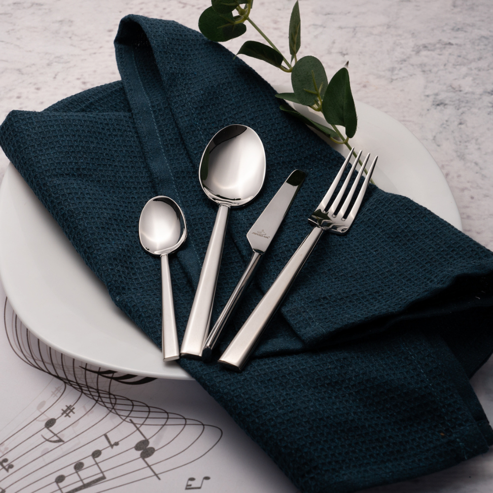 Arshia TM339M Silver Matte 95-Piece Cutlery Set – Premium 18/10 Stainless Steel with Ergonomic Handles & Matte Finish