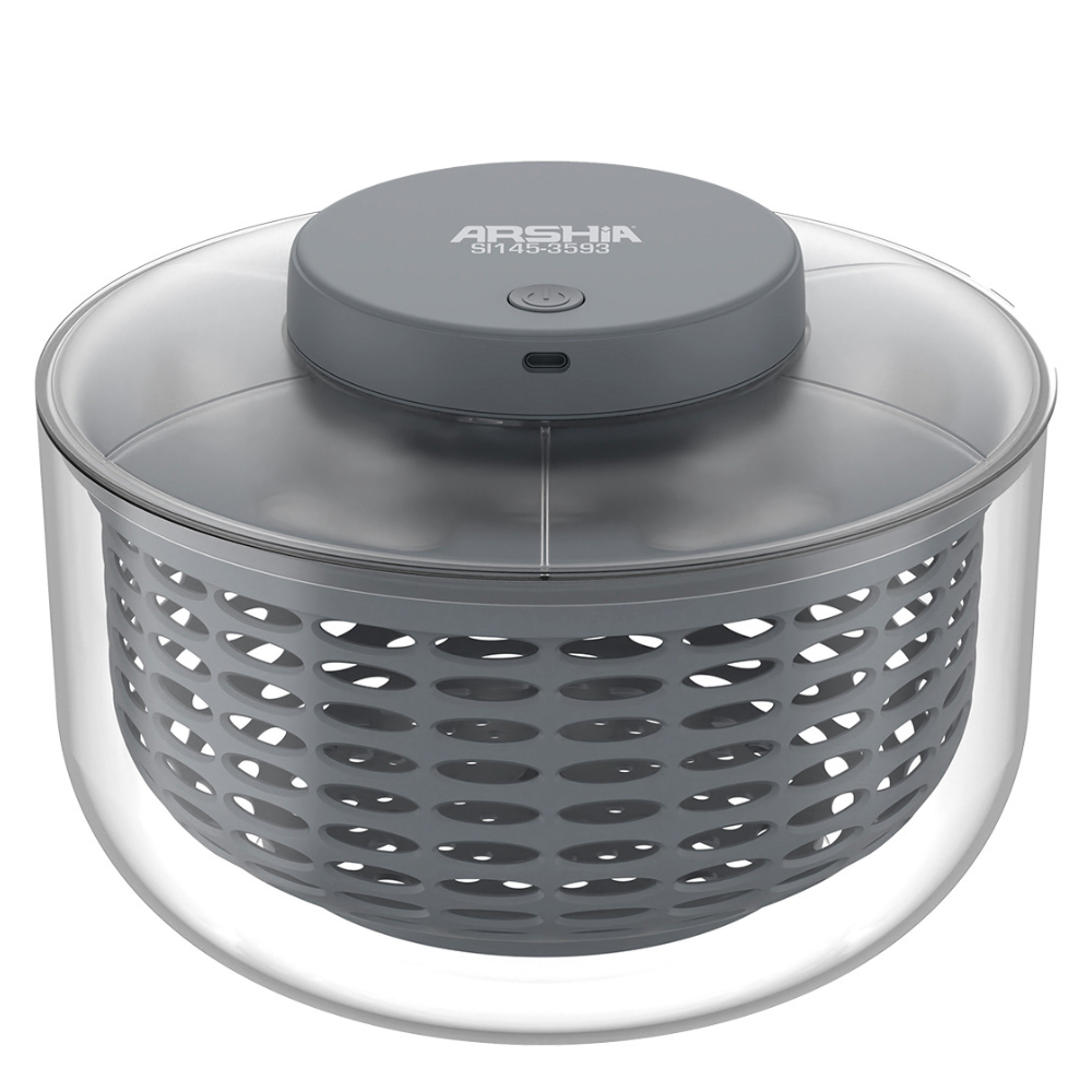 ARSHIA Rechargeable Salad Spinner – 6L Cordless Vegetable Dryer with One-Click Operation