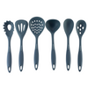 Arshia 7-Piece Gray Silicone Utensil Set with Wire Stand – Heat-Resistant & Non-Stick Safe