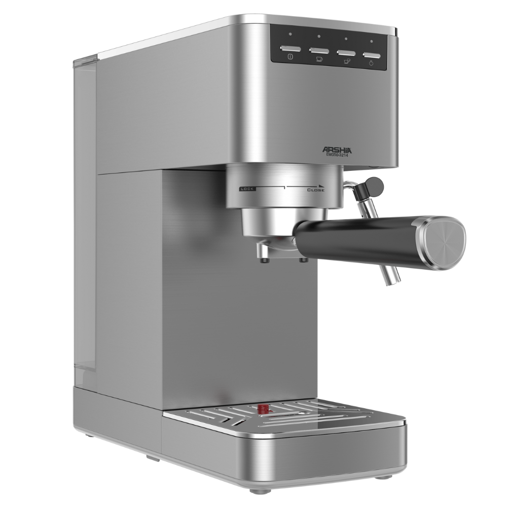 Arshia Espresso Machine EM050 Arshia Espresso Machine EM050 – 20 Bar Pressure, 1100W Power, 1.5L Water Tank, Dual Filter System