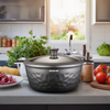 Arshia CO110 Casserole with Lid – Die-Cast Aluminum, Diamond-Textured Silver, Non-Stick Interior, Stylish & Durable
