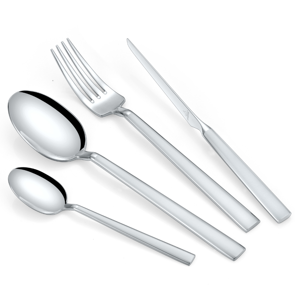 Arshia TM339M Silver Matte 95-Piece Cutlery Set – Premium 18/10 Stainless Steel with Ergonomic Handles & Matte Finish