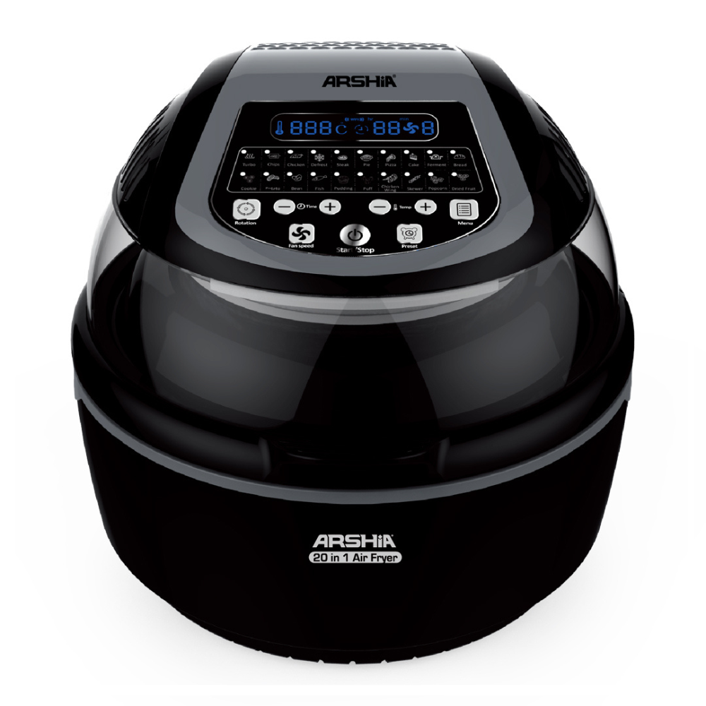 Arshia Multipurpose 20 in 1 Air Fryer with Digital Display Functions 10 Litre Black