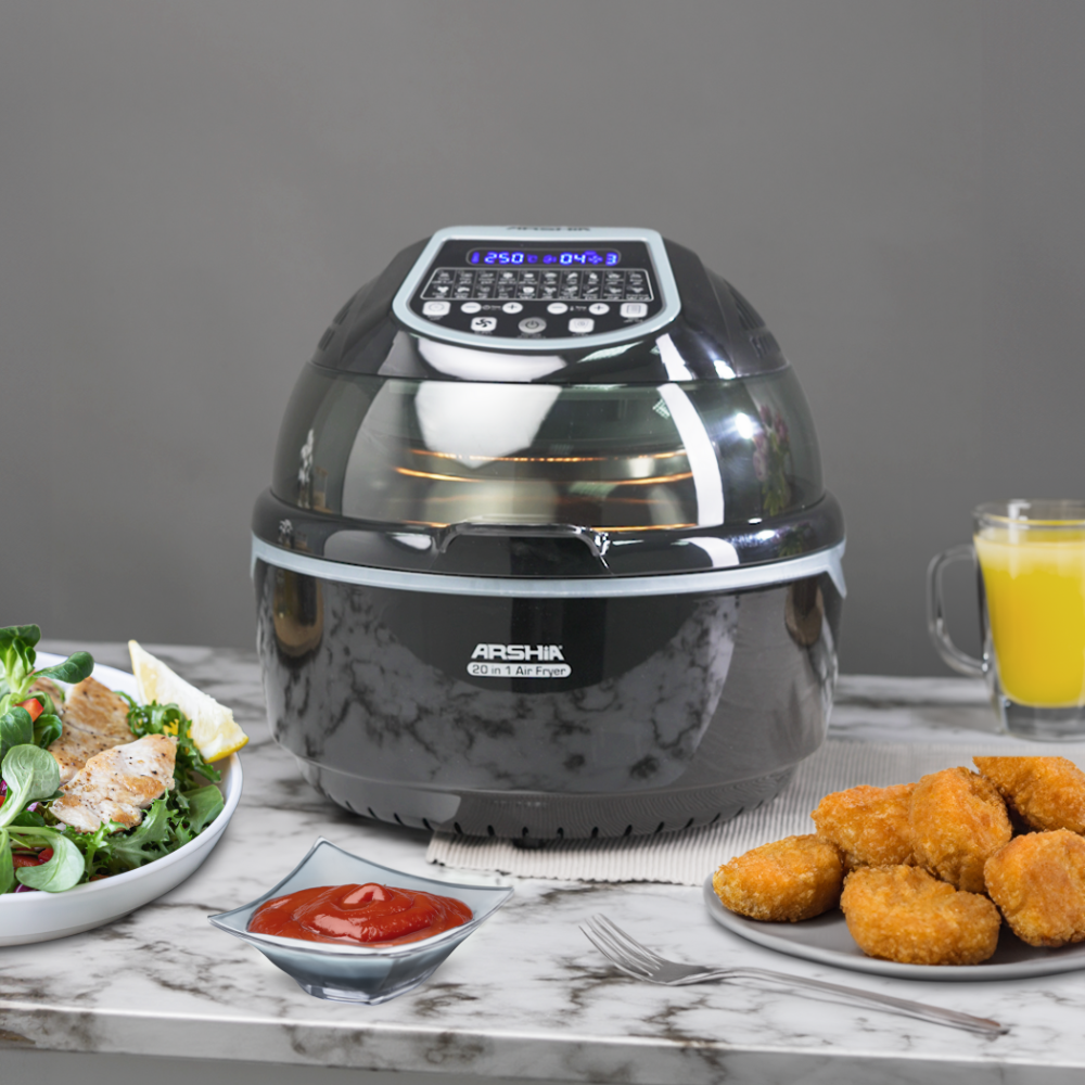Arshia Multipurpose 20 in 1 Air Fryer with Digital Display Functions 10 Litre Black