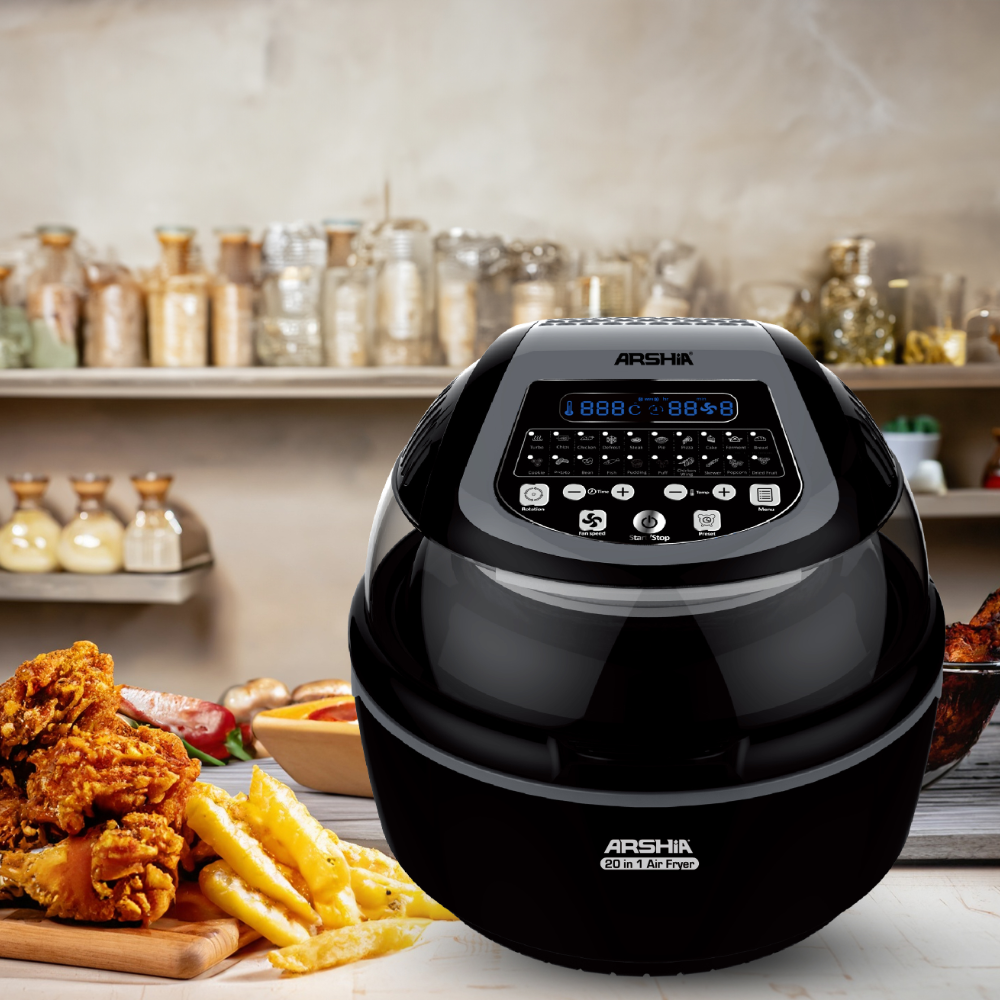 Arshia Multipurpose 20 in 1 Air Fryer with Digital Display Functions 10 Litre Black