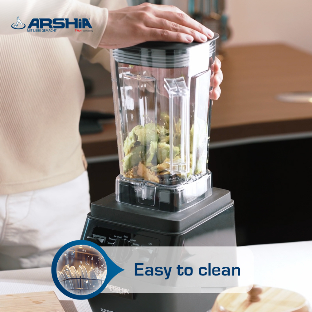 Arshia 2L Professional Blender – 2200W High-Power Motor, Multi-Function Programs, Quiet Operation, Food-Grade Jar, Anti-Slip Base