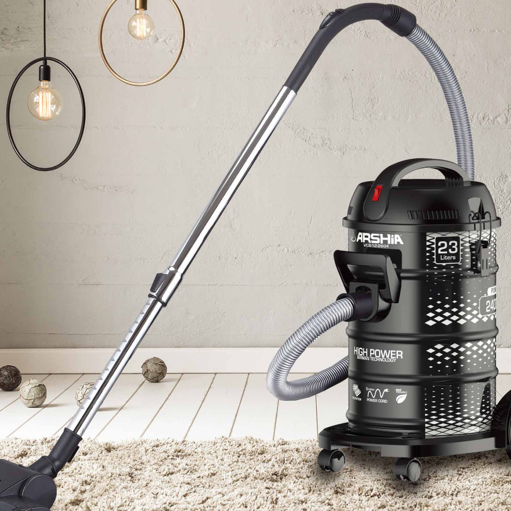 Arshia 2400W Drum Vacuum Cleaner – 23L Capacity, Turbo Brush, Copper Motor, for Home & Commercial Use