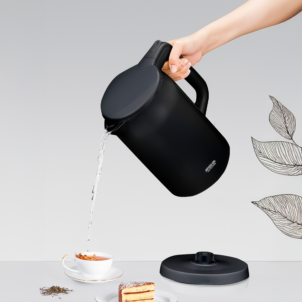 Arshia Electric Kettle 1.7L – 1800W Fast Boiling, Safe & Stylish – Black