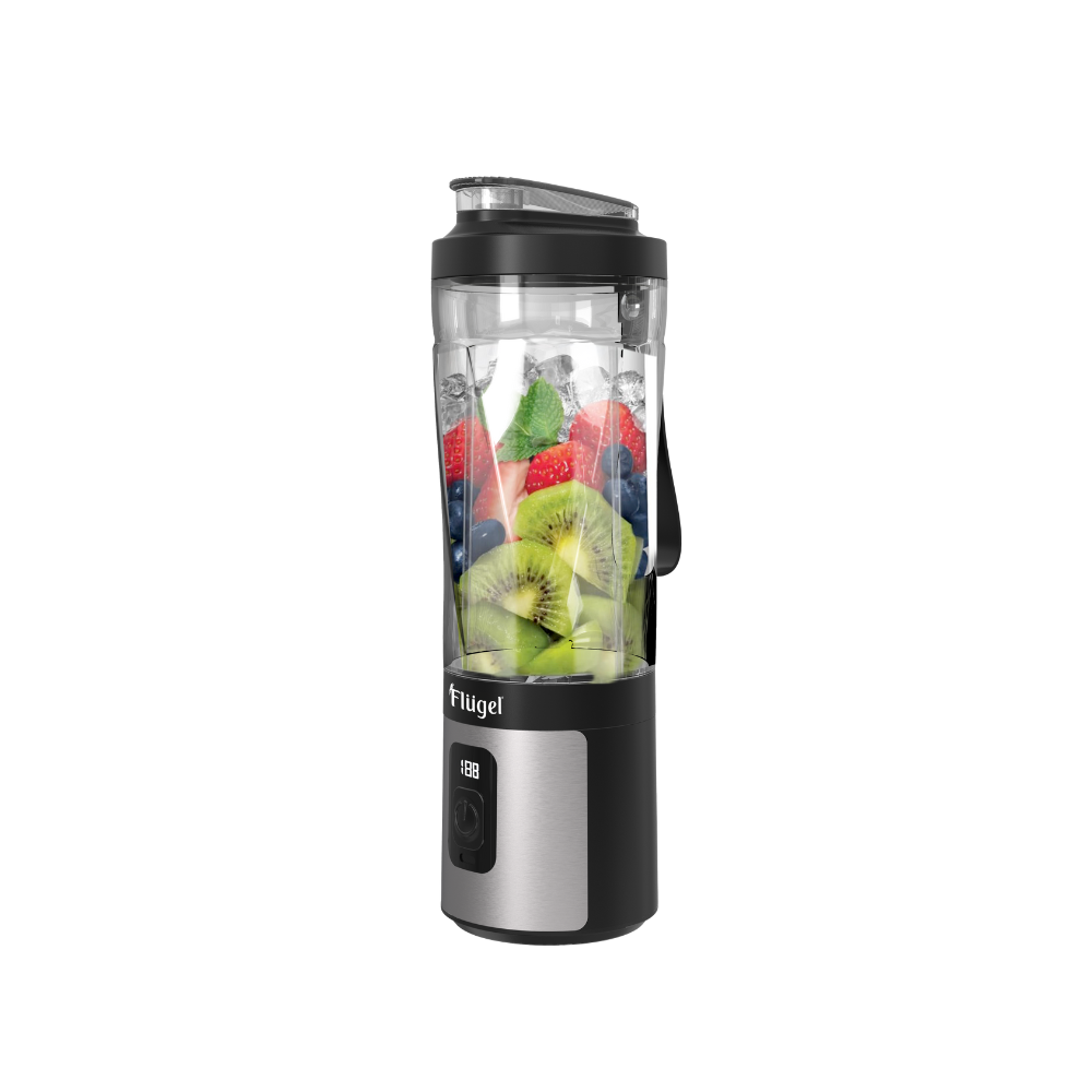 Flügel Portable Blender 600ML – Rechargeable USB-C, Ice Crusher, 6 Blades, Leak-Proof, BPA-Free, 16500 RPM Motor – Black