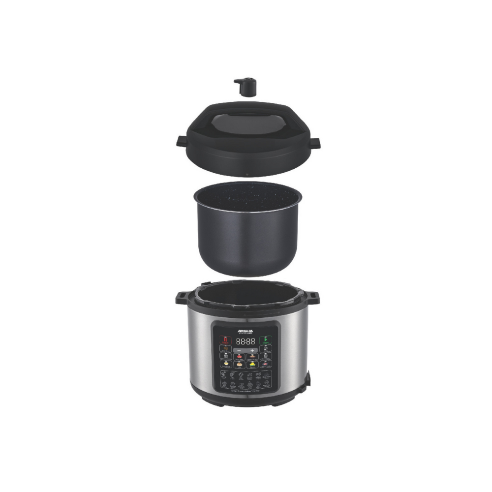 Arshia Digital Pressure Express Cooker 6L – Multi-Function Smart Cooking with Safety Lock & Non-Stick Bowl