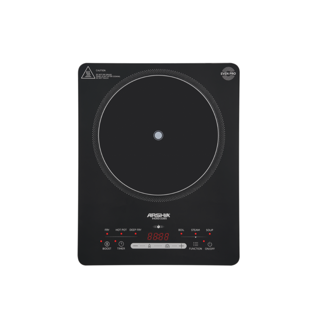 Arshia Induction Hob 2200W – Even Pro Technology, Raised Panel, 7 Multi Functions (Fry, Boil, Deep Fry, Steam, Soup, Boost) – Portable Electric Cooker