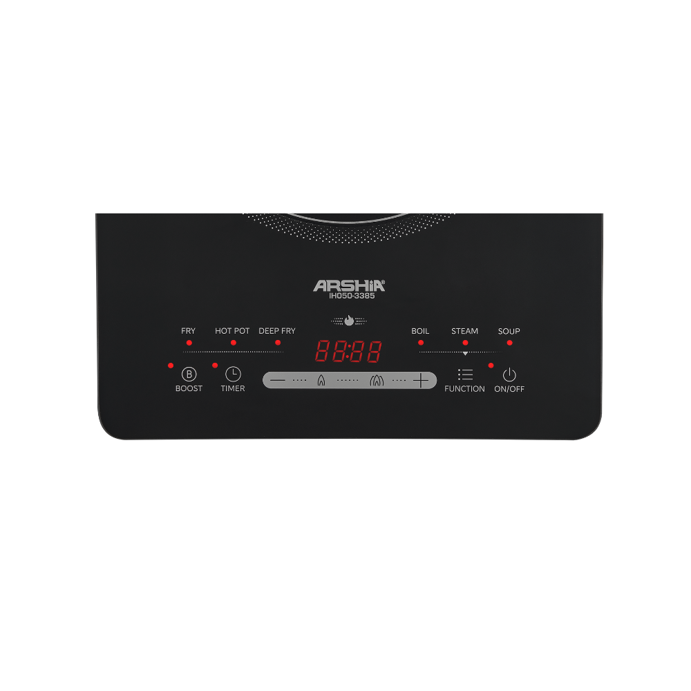 Arshia Induction Hob 2200W – Even Pro Technology, Raised Panel, 7 Multi Functions (Fry, Boil, Deep Fry, Steam, Soup, Boost) – Portable Electric Cooker