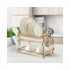 Flügel Gold Stainless Steel Dishrack – 1 Tray, Anti-Rust, Drainage Tray, Glassware Rack