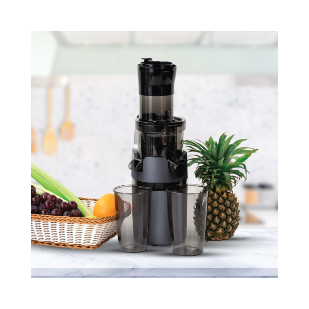 Arshia Slow Juicer 200W – Cold Press Masticating Juicer | 78mm Wide Chute, Quiet <72dB, High Nutrient Extraction (Grey/Black)