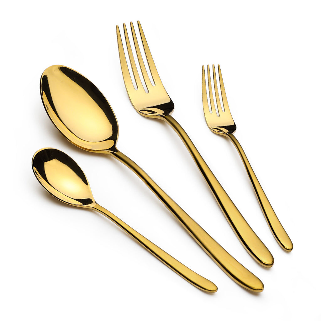 Arshia 48-piece Gold Sunblast Cutlery Set with Stand