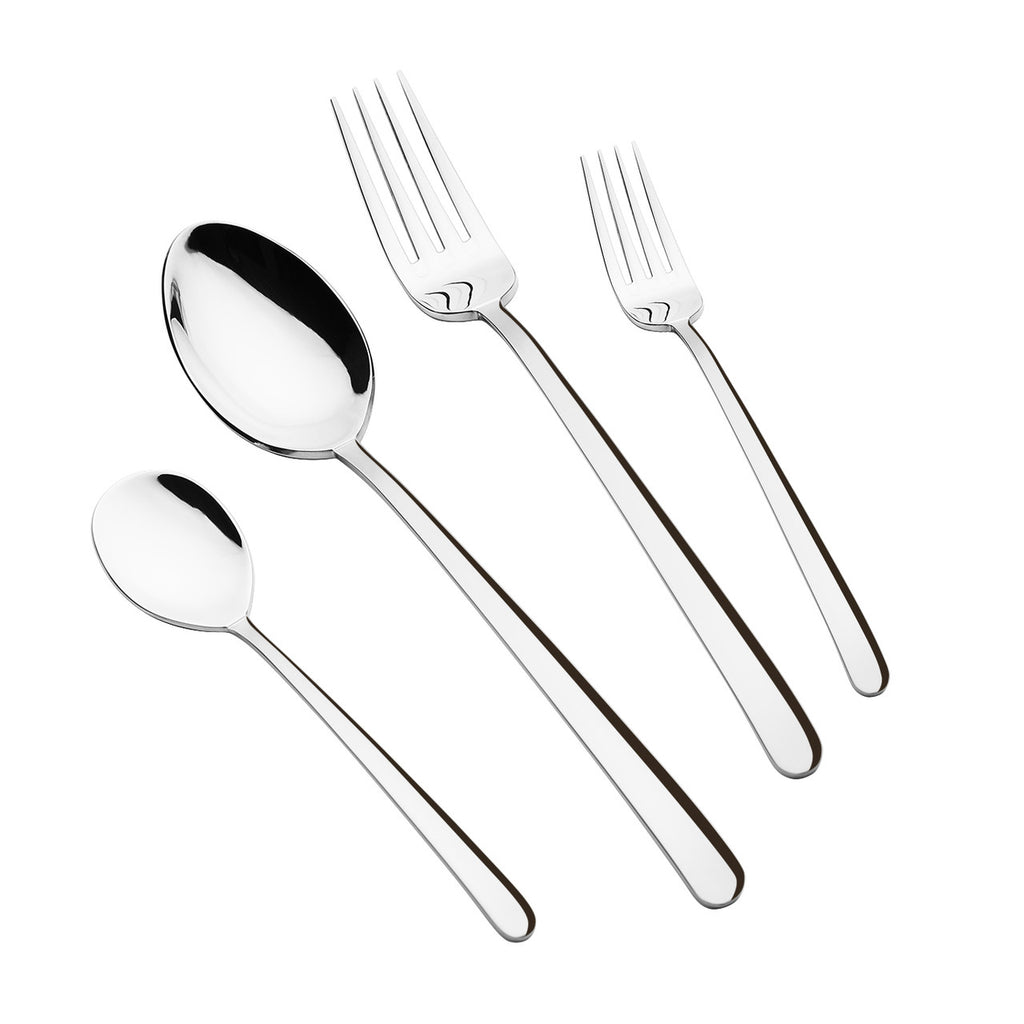 Arshia 48-piece Shiny Silver Cutlery Set with Stand