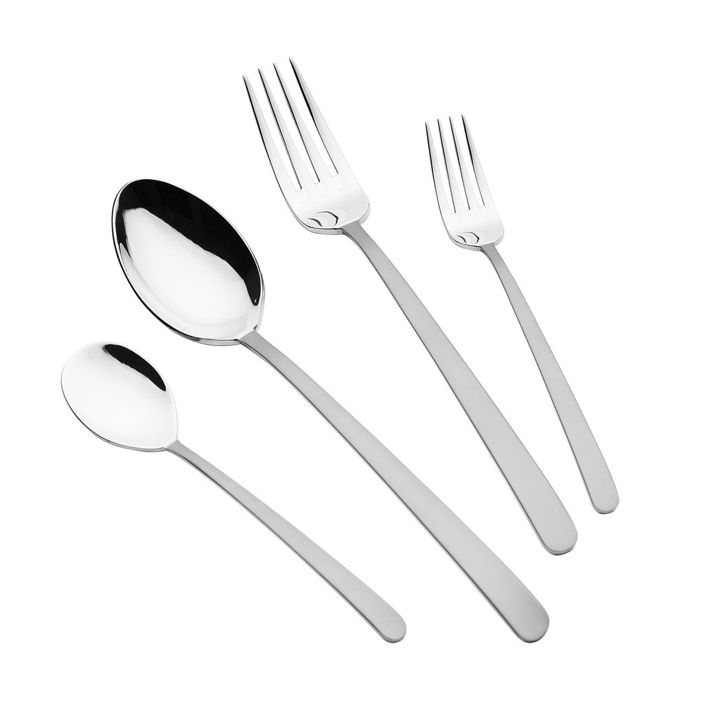 Arshia 48-piece Silver Matte Cutlery Set with Stand