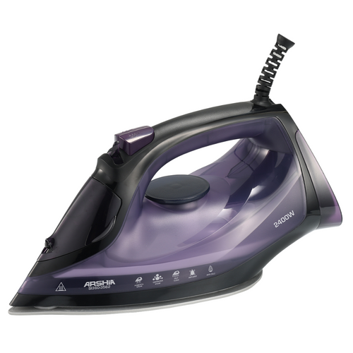 Arshia Steam Iron (Purple) – 2400W Power, 320ml Water Tank, Anti-Drip & Anti-Calc, Quick Heat-Up