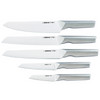 Arshia 7-Piece Knife Set with Wooden Stand & Bamboo Cutting Board – Stainless Steel Blades, Ergonomic Handles