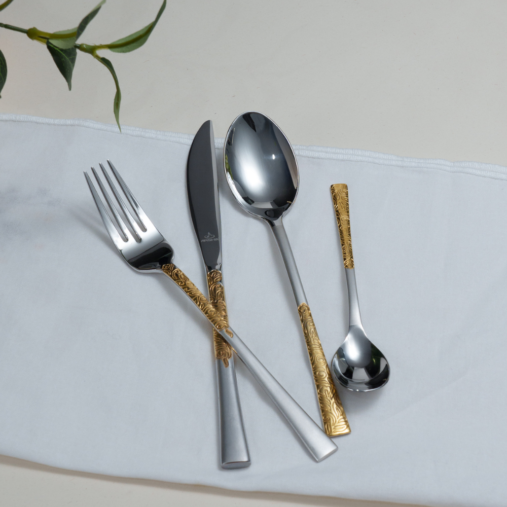 Arshia 95-Piece Gold & Silver Cutlery Set TM762GS – Premium 18/10 Stainless Steel Dual-Tone Flatware | Elegant Luxury Tableware
