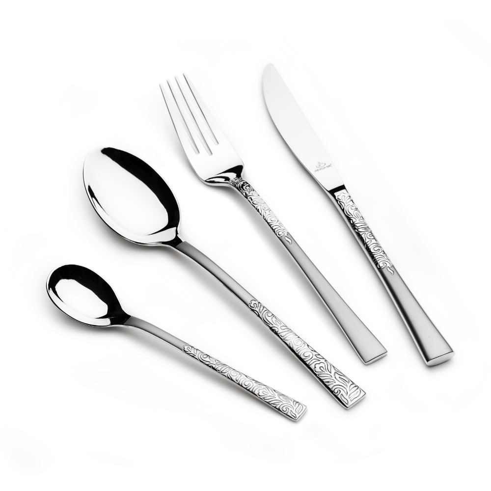 Arshia 95-Piece Matte Stainless Steel Cutlery Set – Premium 18/10 Dual-Tone Flatware | Elegant Modern Tableware