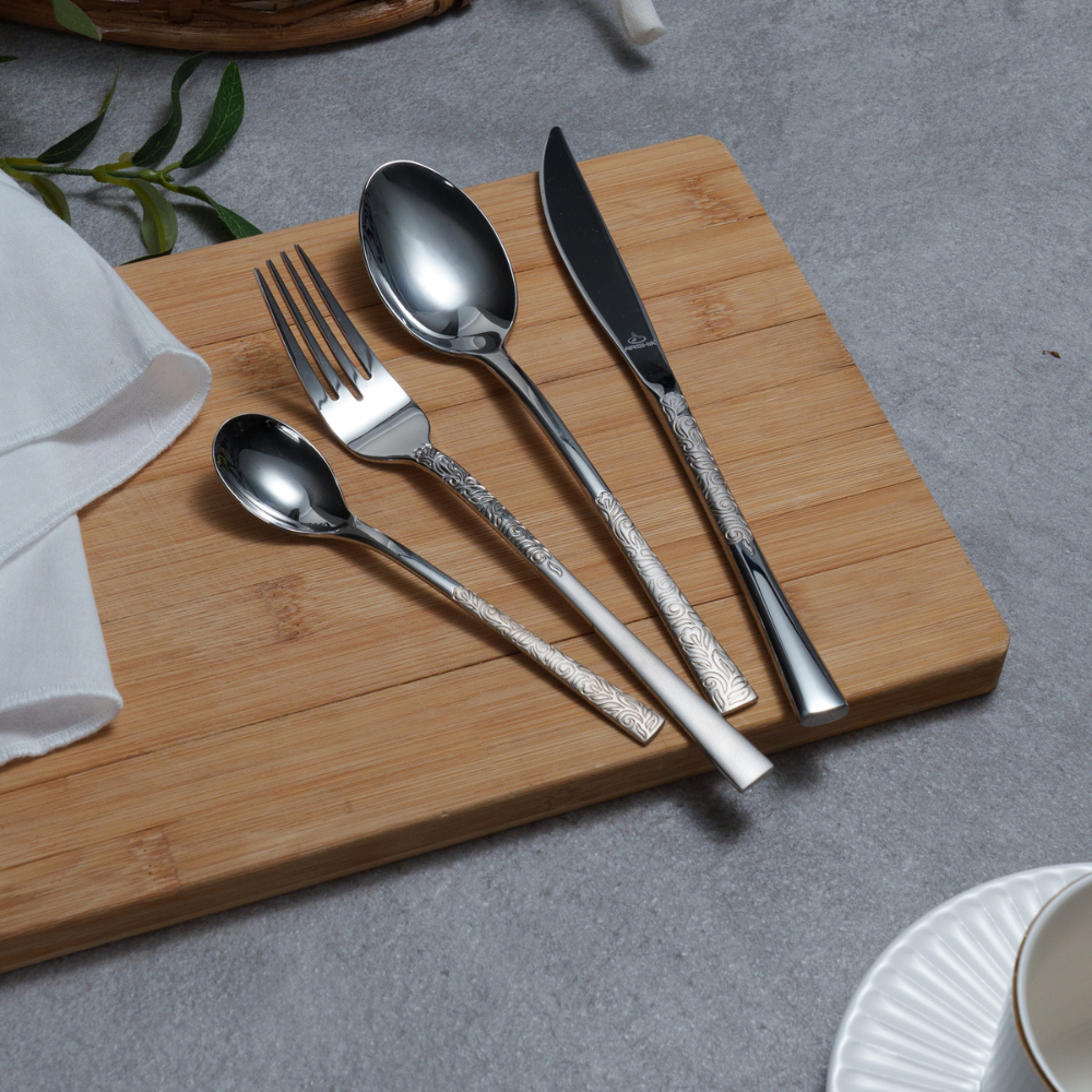 Arshia 95-Piece Silver Cutlery Set TM762S – Premium 18/10 Stainless Steel Flatware | Elegant Luxury Tableware