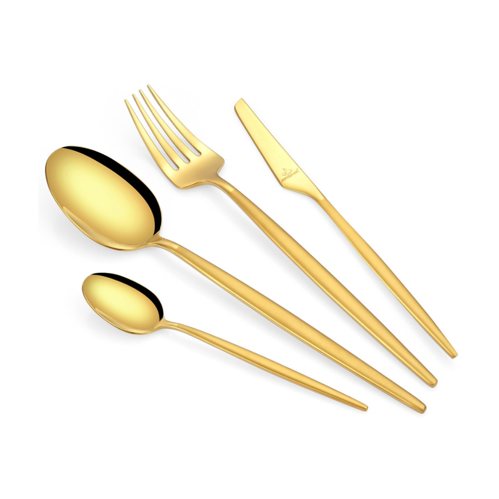 Arshia 95-Piece Gold Sandblast Cutlery Set – Premium 18/10 Stainless Steel Flatware | Elegant Luxury Tableware for Dining & Entertaining