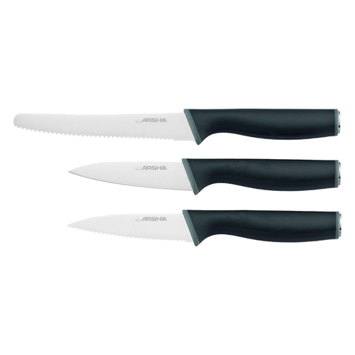 Arshia 3-Piece Stainless Steel Knife Set — 3.5″ Paring, 3.5″ Serrated & 5″ Tomato (1.5 mm Blades)