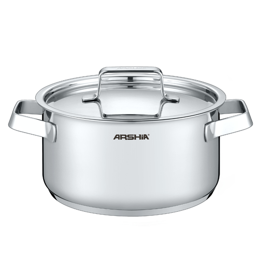 Arshia 22cm Premium Stainless Steel Casserole with Lid – 3-Layer Base, Mirror Finish, Induction Compatible