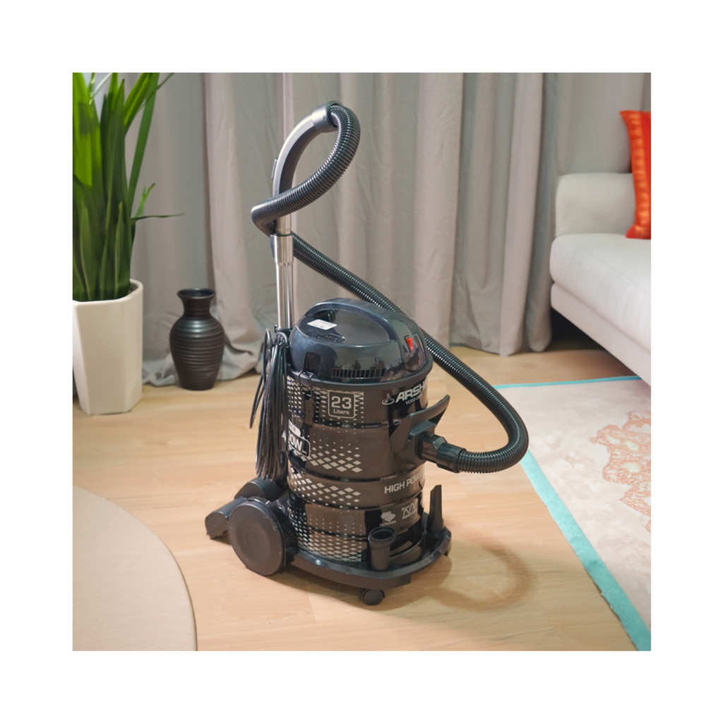 Arshia 2400W Drum Vacuum Cleaner – 23L Capacity, Turbo Brush, Copper Motor, for Home & Commercial Use