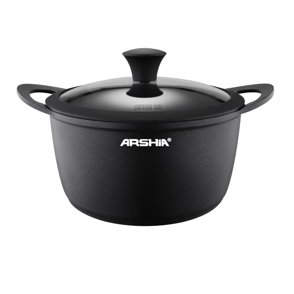 Arshia CO498 Casserole with Black PTFE Finish & Silicone Lid – Heat-Resistant with Bakelite Knob