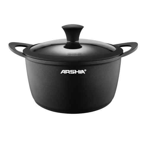 Arshia CO498 Casserole with Black PTFE Finish & Silicone Lid – Heat-Resistant with Bakelite Knob