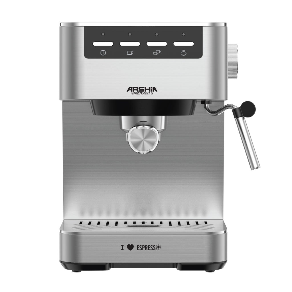 Arshia Espresso Machine 3215 – 20-Bar Pump, 1100W, 1L Water Tank | Professional Home Coffee Maker