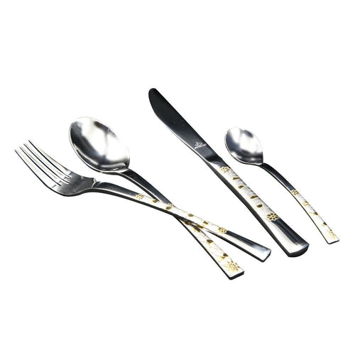 Gold Cutlery 24pc Set with Stand