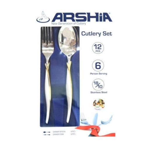 Arshia Gold and Silver Dinner Spoon and Fork 12 Set | TM145GS