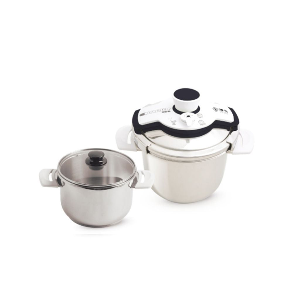 Arshia Twin Stainless Steel Pressure Cooker Set – 7L & 4L, Dual Capacity, Cool-Touch Handles, Induction Compatible, Quick & Healthy Cooking